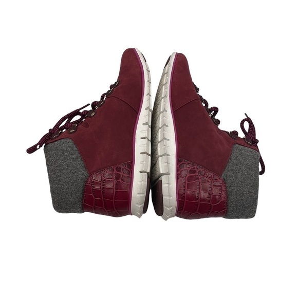Cole Haan Zerogrand Women's Burgundy Croc Print Hiker Waterproof Boots Size 8 - Picture 5 of 8